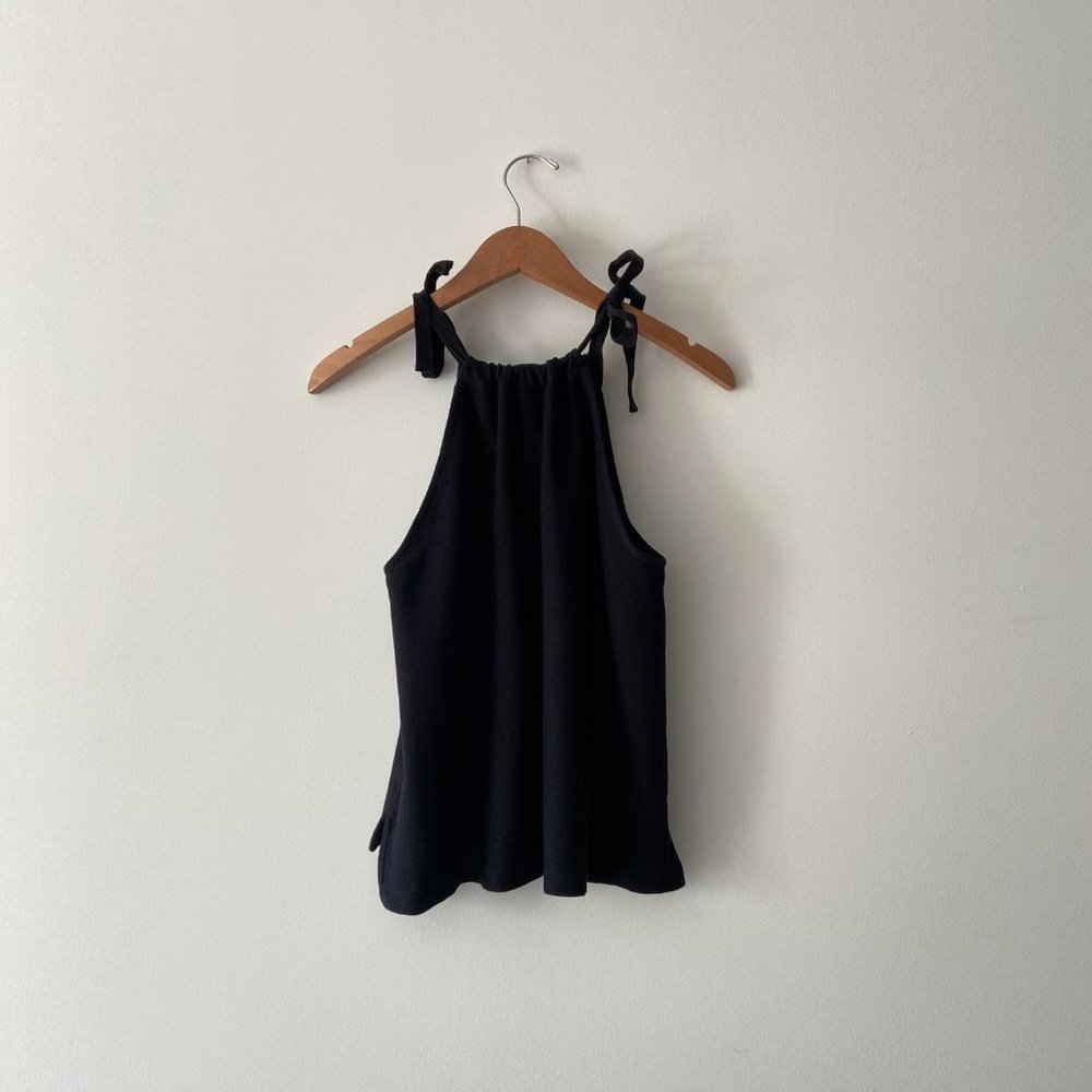 Madewell Womens Black Solid Cotton Basic Tie-Shou… - image 4